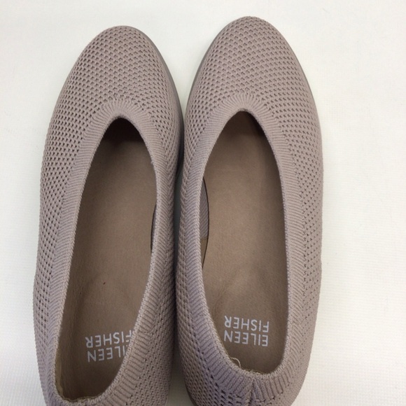 EILEEN FISHER HEAVEN BALLET FLATS TAUPE BEIGE STRETCH KNIT SIZE 7.5 M PRISTINE - Picture 2 of 6